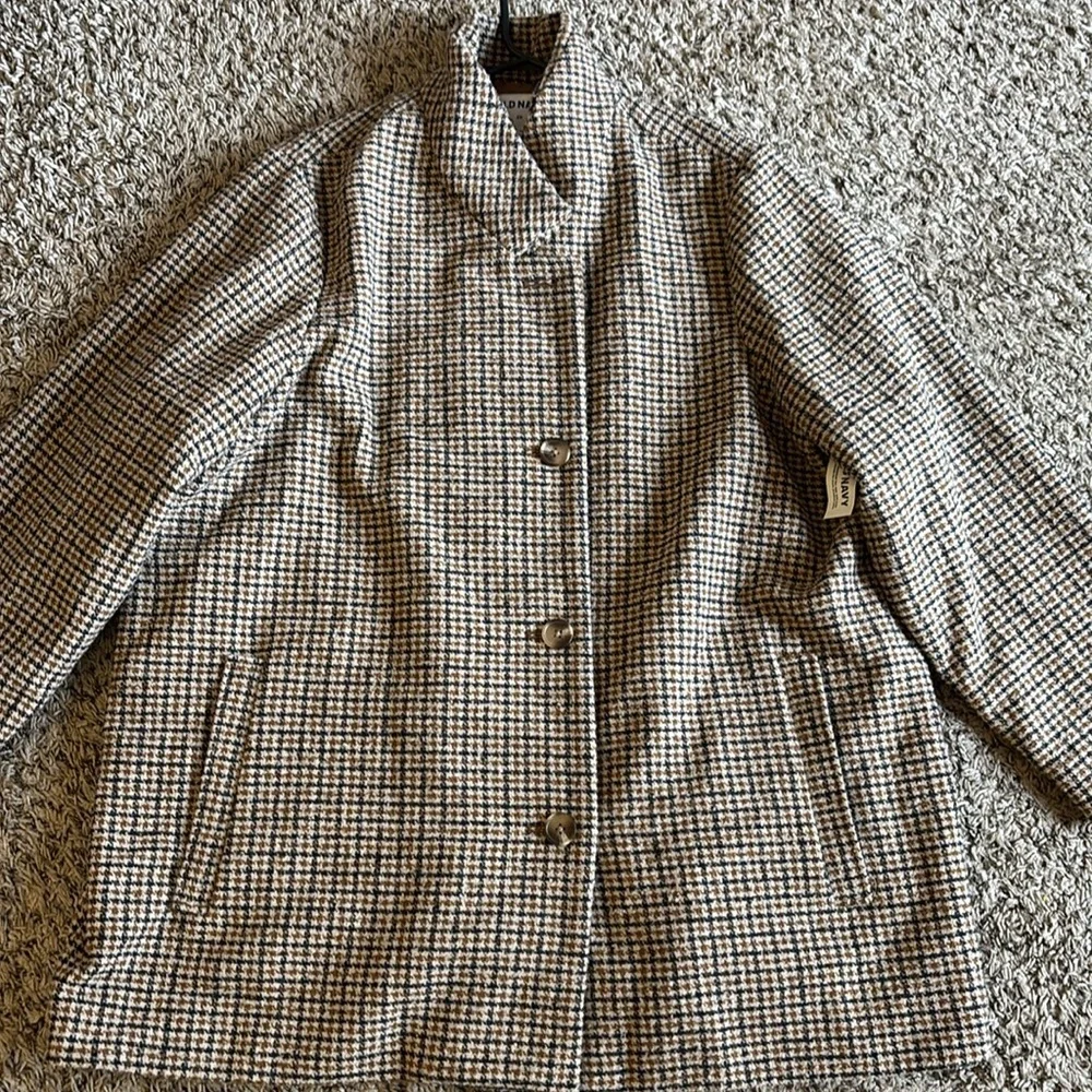 Old Navy Soft-Brushed Houndstooth Plaid Button-Front Wool Blend Overcoat Size 2X